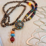Blessed Tibetan Buddhist Monk Meditation Beads Wooden Necklace Bohemian