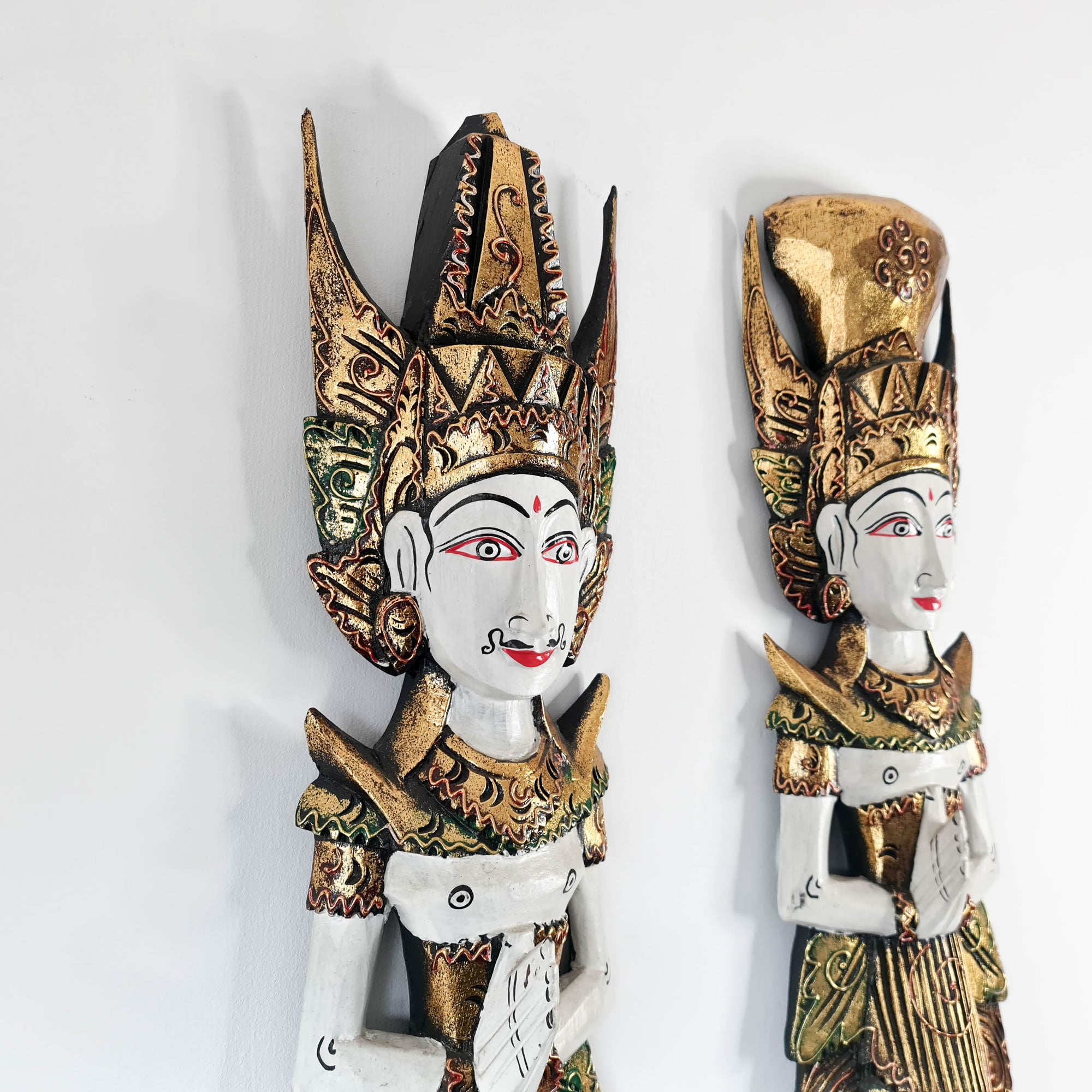 Handmade Carved Wooden Decorative Wall Art Water Goddess Set Large