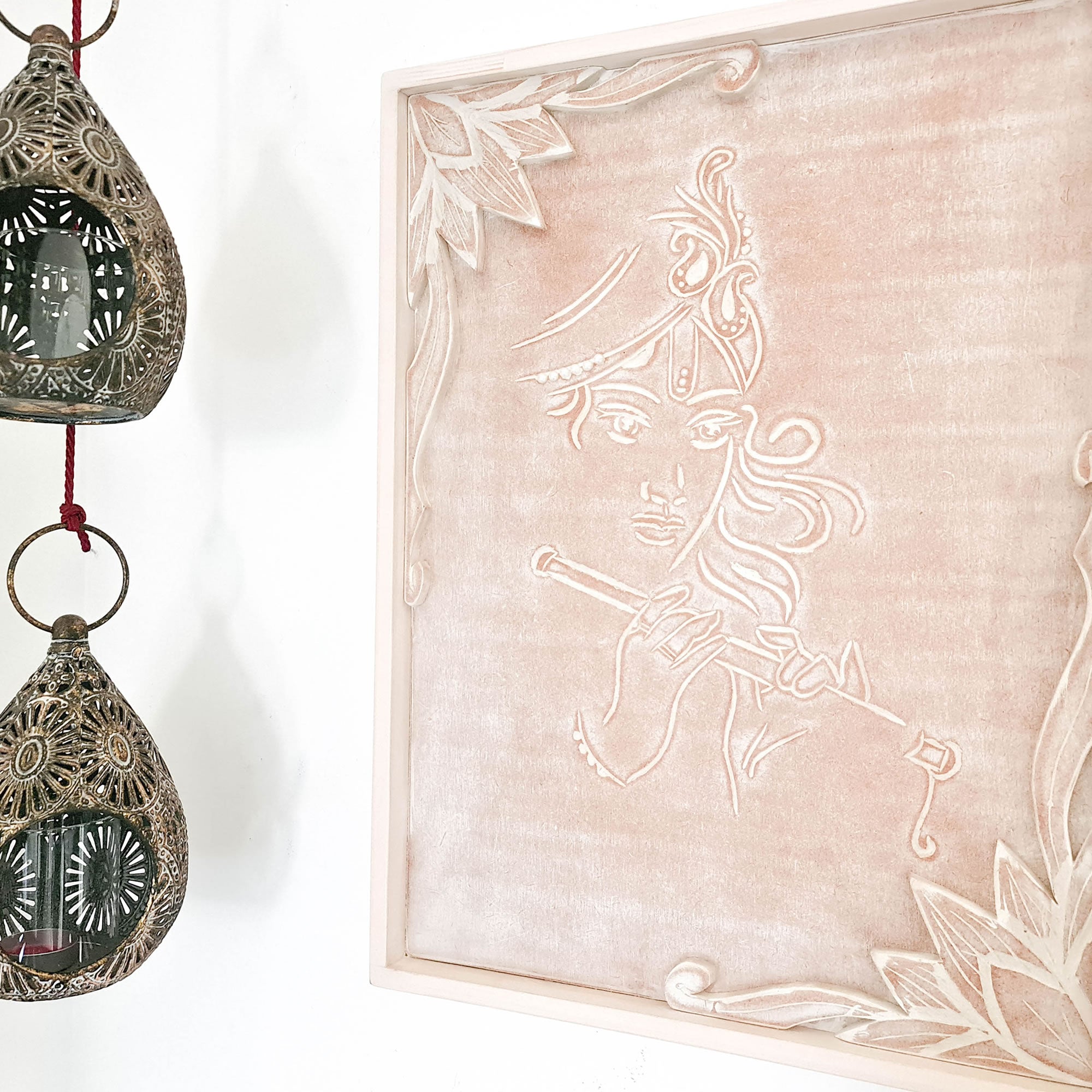 Krishna Hand Carved Wall Art Hindu Mandir Pooja