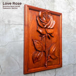 Love Rose Hand Carved Wooden Wall Art Sculpture Decoration Nature Garden - Perfect Valentine Christmas Gift. easternada.com