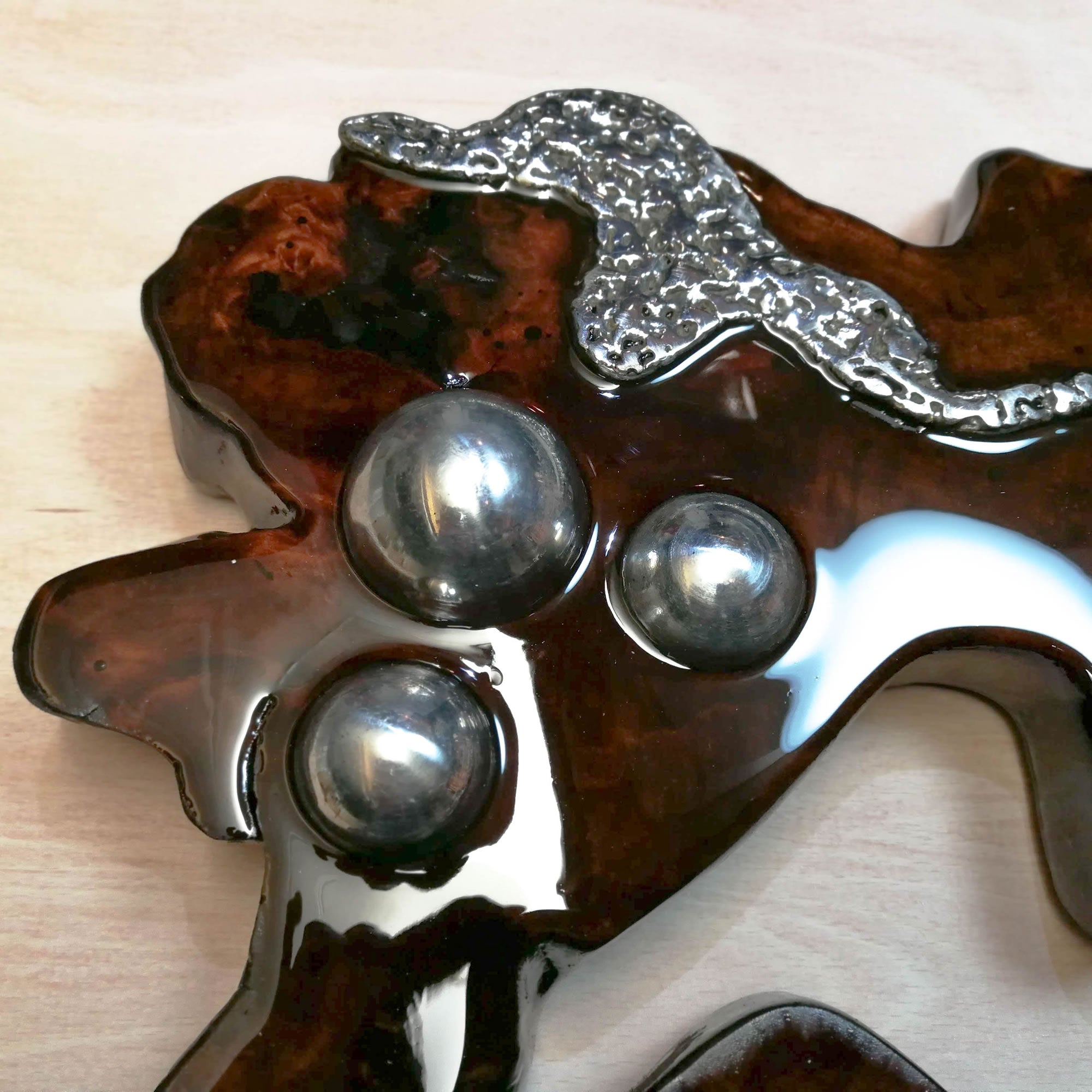 Hand made Decorative Solid Wood and Stainless Steel Sculpture - Easternada