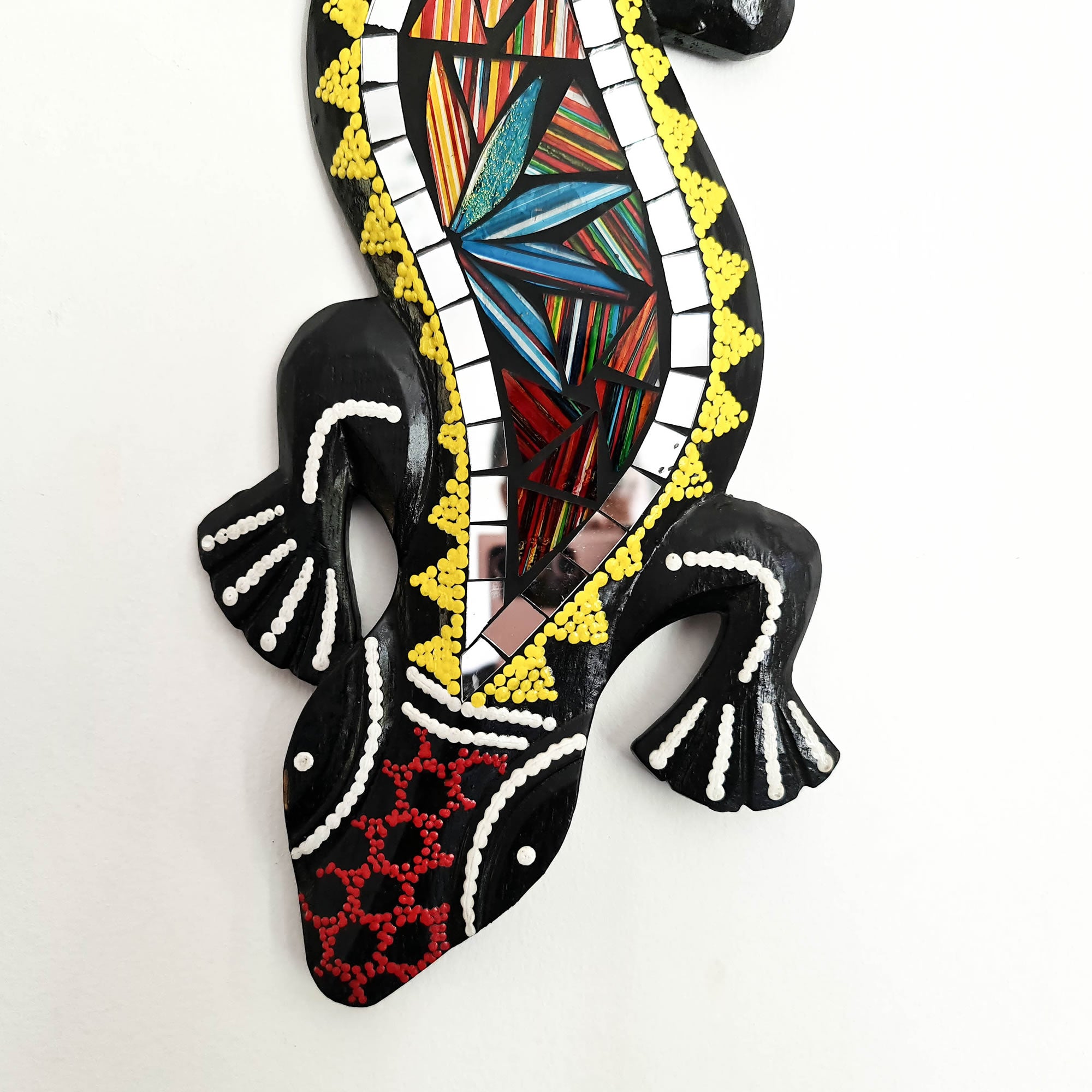 Tropical Wall Hanging - Hand-Carved painted wooden Tropical decoration.