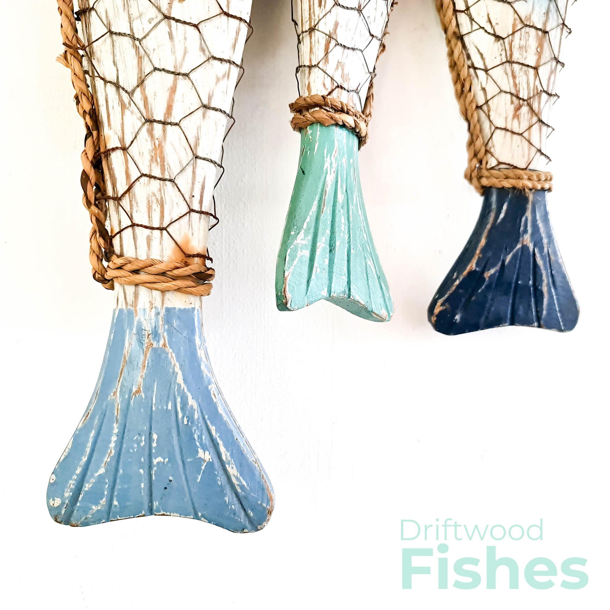 Tropical Fishes Wall Hanging - Hand-Carved painted wooden Tropical Beach Surf decoration