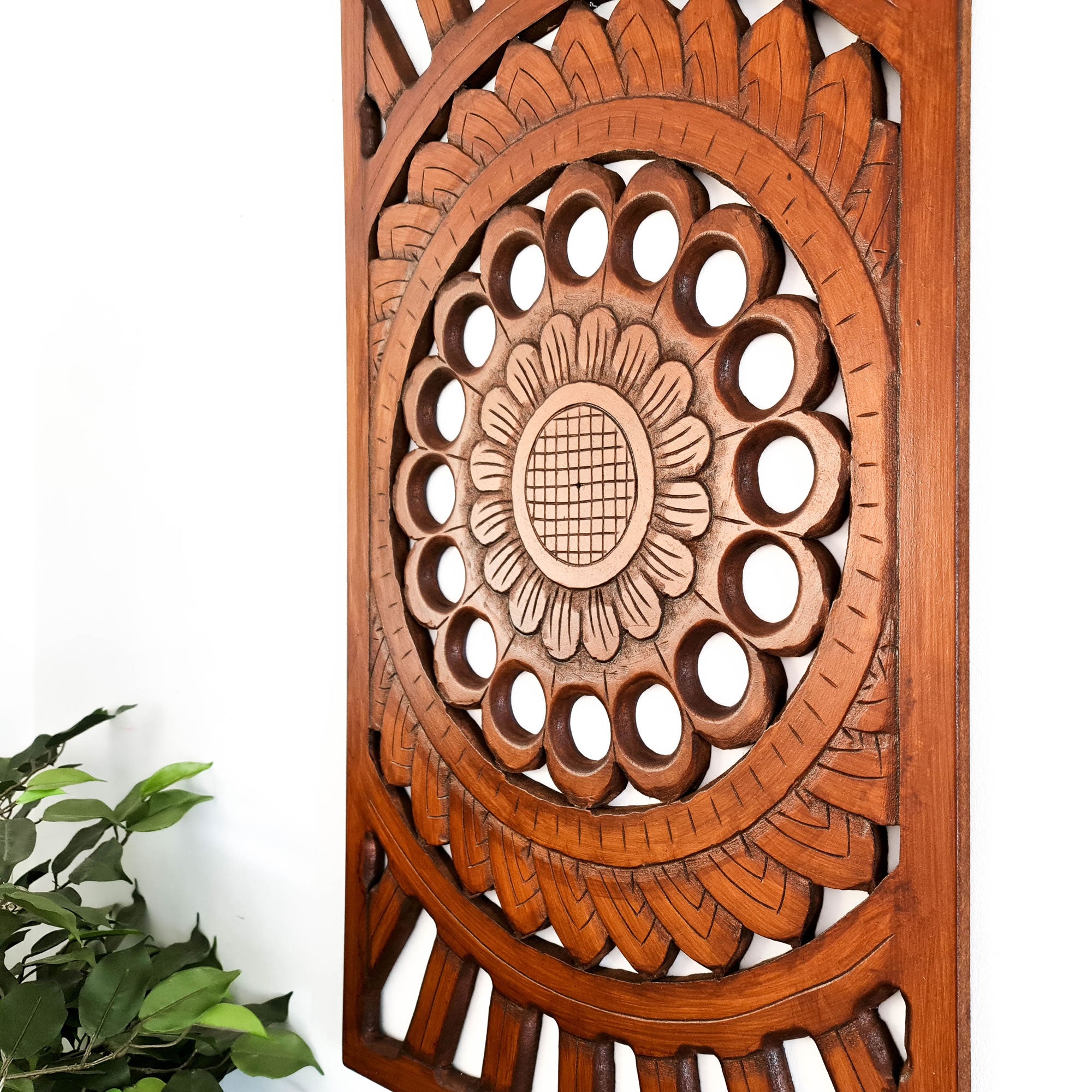 Mandala Art - Handmade Carved Wooden Wall Art Headboard
