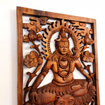 Lord Shiva Siva Carved Wooden Decorative Panel Sculpture Mandir Hindu Art Décor