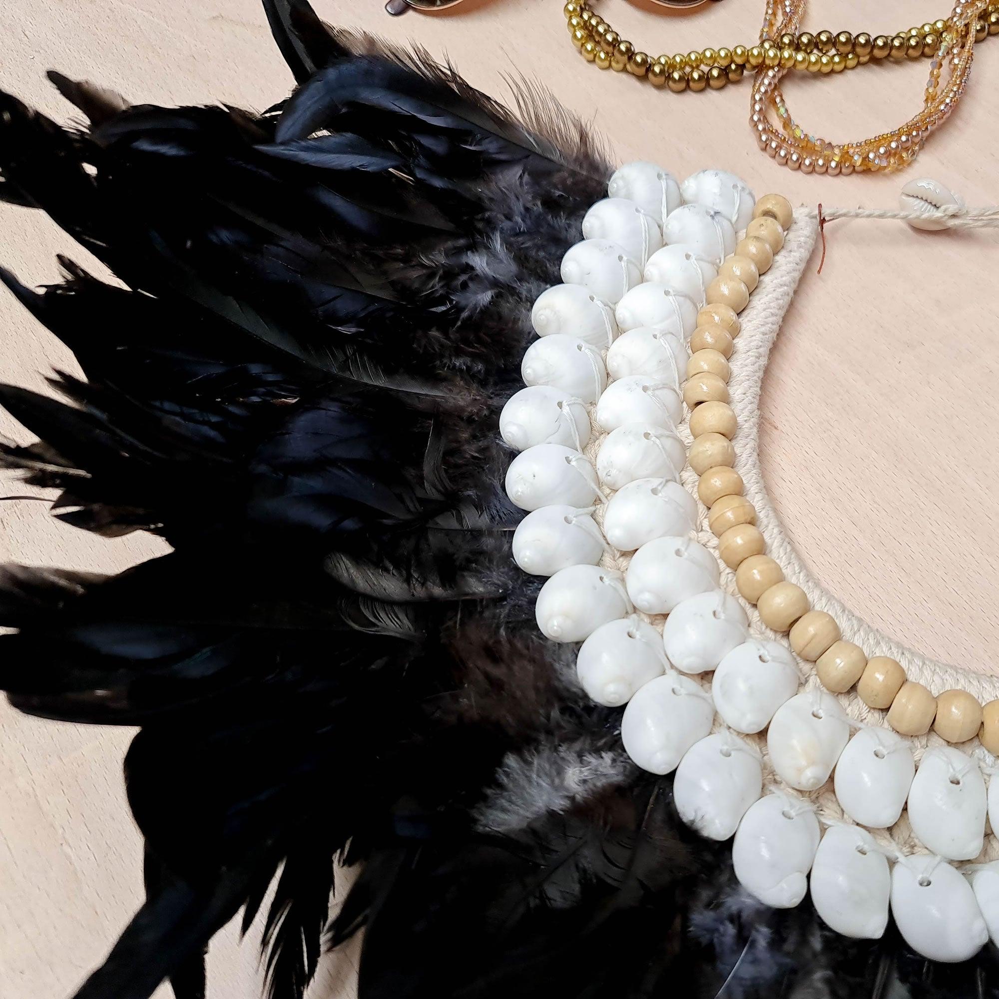 Bohemian Style Feather Sea Shells Handmade Decorative Costume Macrame Necklace Jujuhat - Easternada