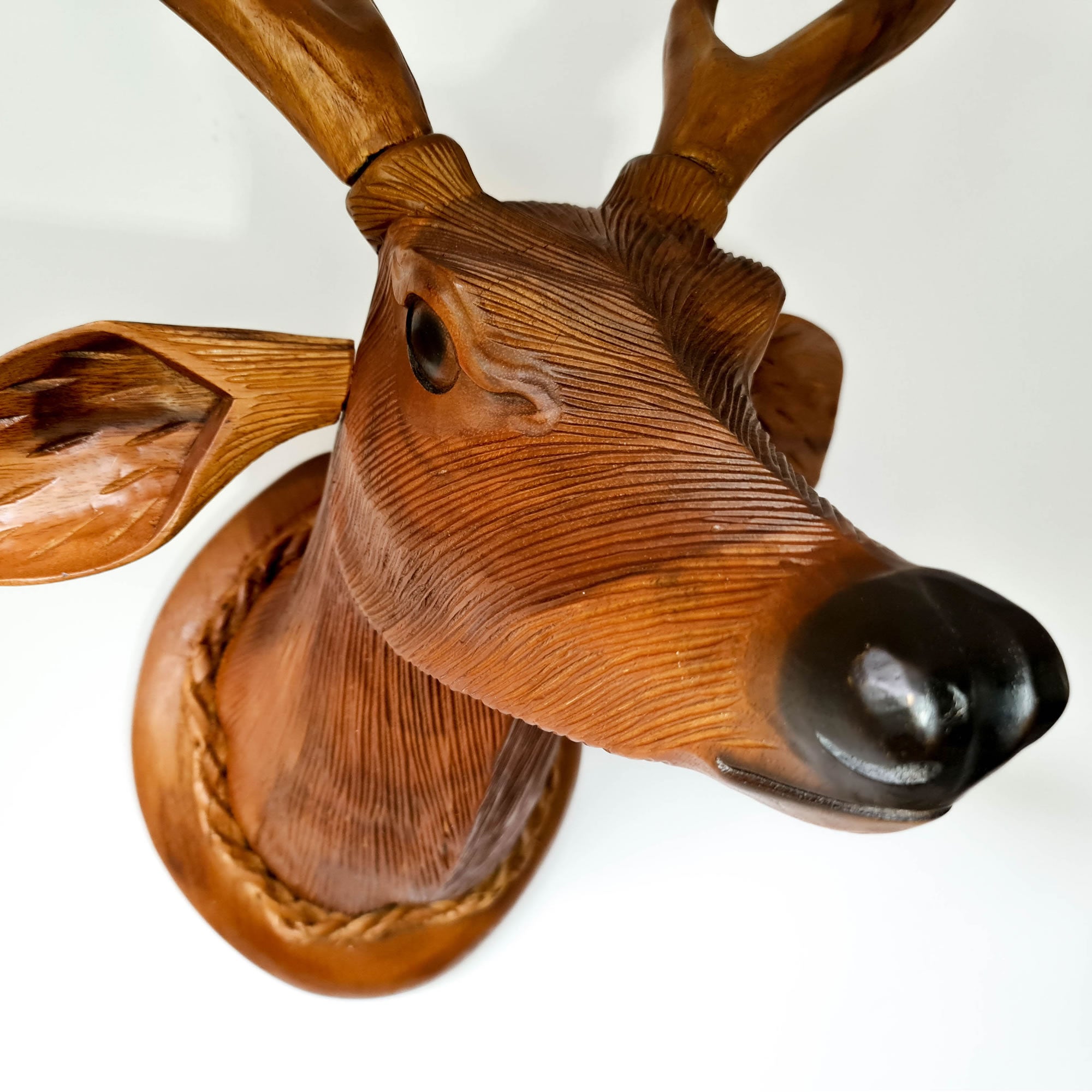 Deer Buck Head - Carved Wooden Decorative Sculpture ArtDeer Buck Head - Carved Wooden Decorative Sculpture ArtHand-carved room decoration wooden wall art sculpture | Unique Buck Deer Stag Head rare antique style hangings and gifts | Bohemian boho carved headboards