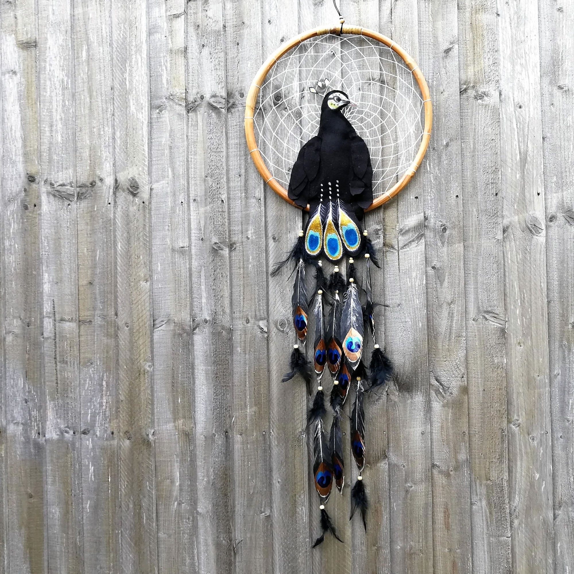 Peacock - Bohemian Feather Macramé Hanging Dream Catcher Large