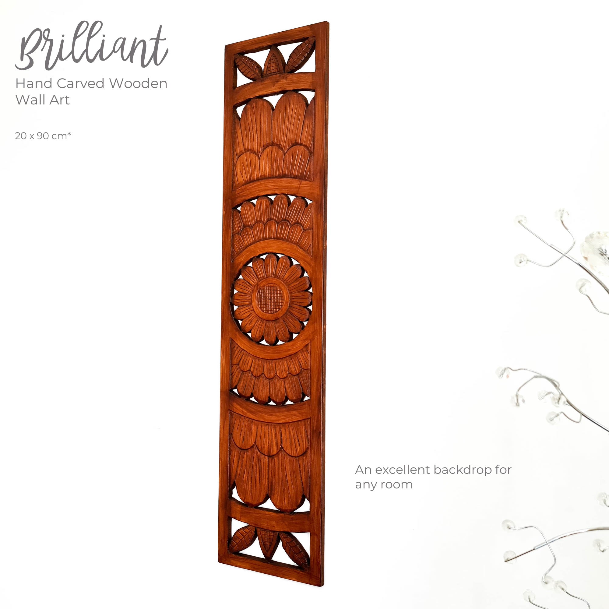 Hand Carved Wooden Wall Art - Decorative Mandala Yoga Walnut Panel