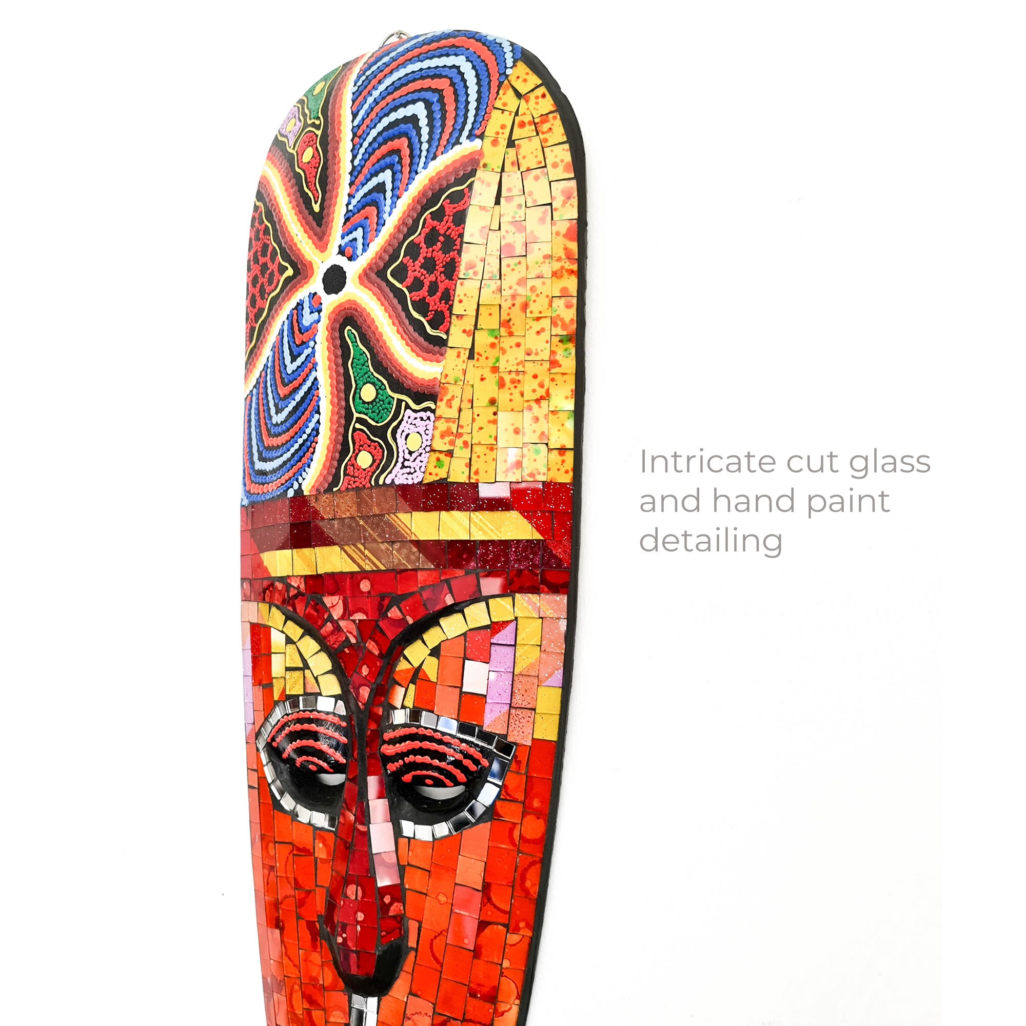 Hawaiian Tiki Mask Wall Hanging - Hand Carved painted wooden Tropical Aboriginal decoration