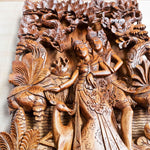 Radha Krishna in Vrindavan Carved Decorative Wall Art Sculpture. This is a stunning timeless masterpiece with intricate carving and details. A must for display in Hindu Pooja Prayer Mandir or on any room wall. This can be a perfect gift to a loved one - Easternada