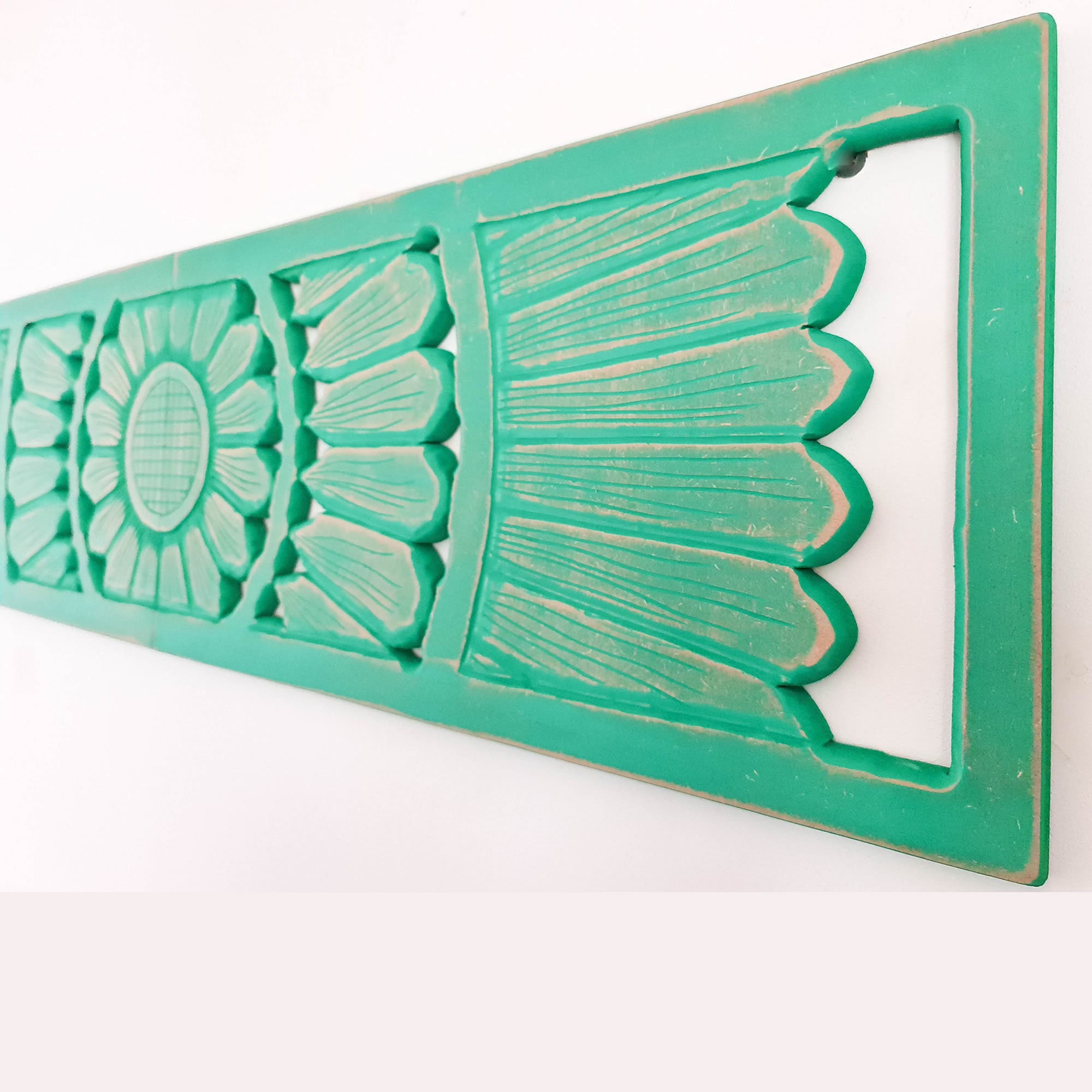 Hand Carved Wooden Wall Art - Long Headboard Decorative Mandala Panel