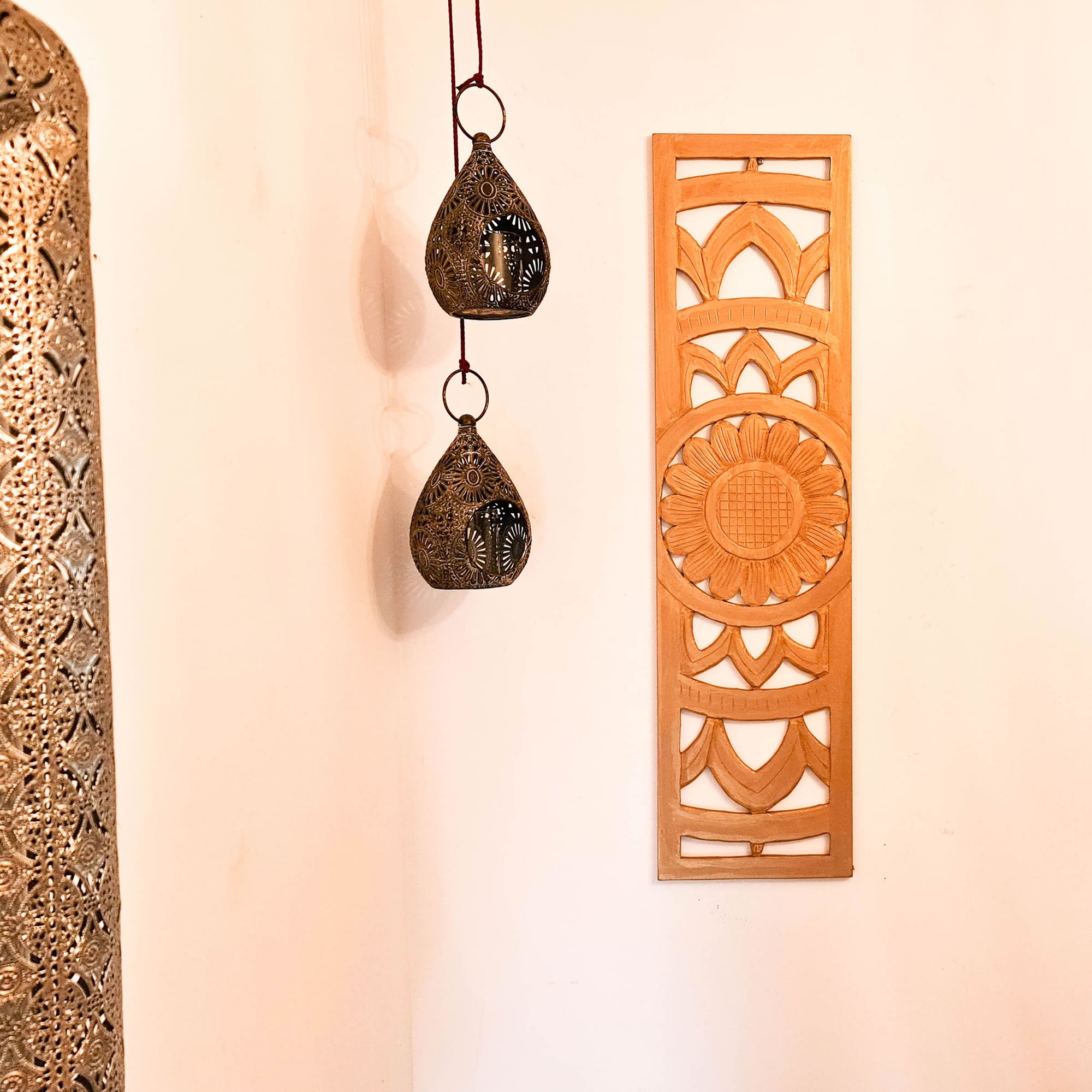 Carved Wooden Decorative Panel Art Sculpture Gold Mandala. Hand crafted by skilled craftsmen this piece is unique and simply amazing