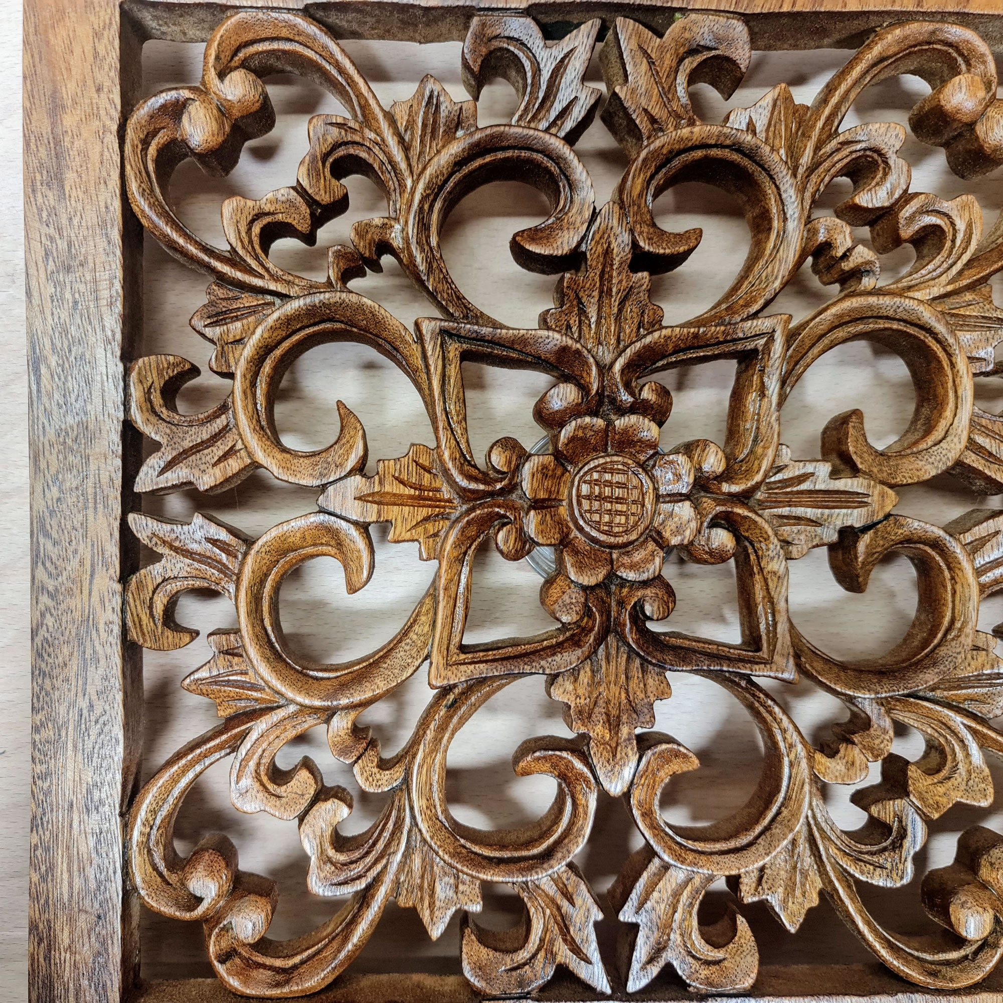 Handmade Carved Wooden Decorative Mandala Wall Art Sculpture Yoga Panel - Easternada