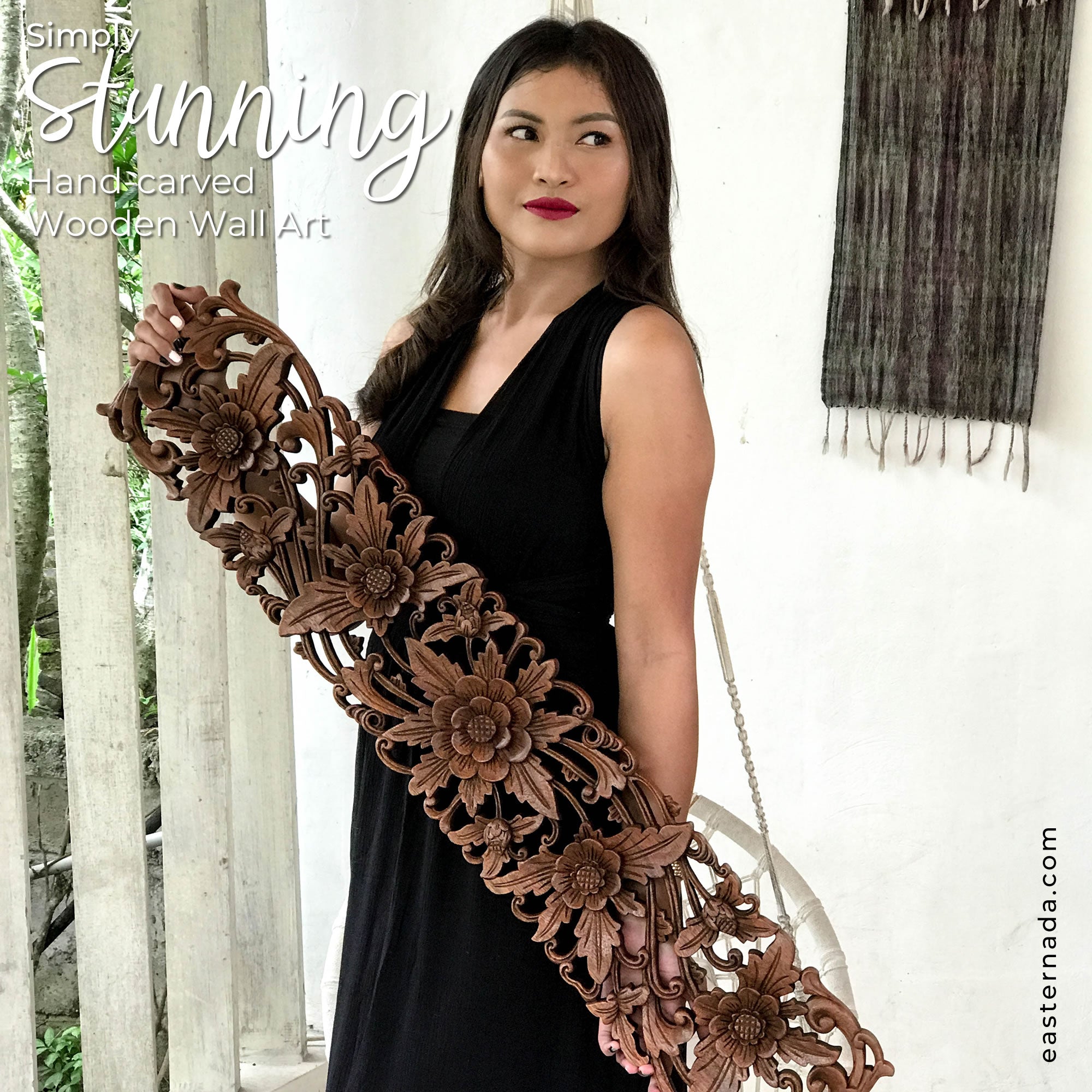 Hand-carved decorative wooden wall art sculptures | Unique and rare antique style hangings and gifts | Bohemian Boho Headboards -Easternada