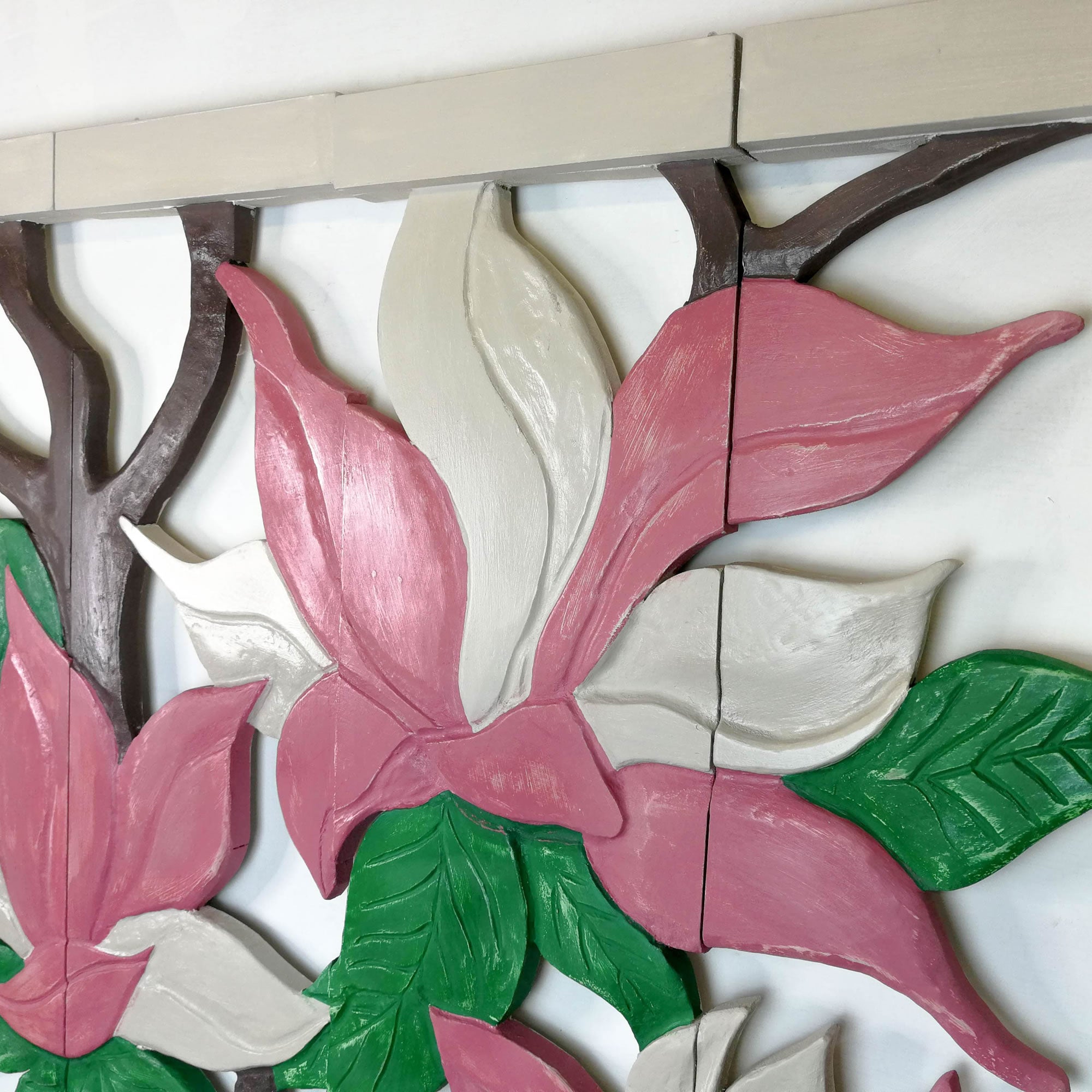 Large Hand Carved Wooden Wall Art Decorative Headboard Panel