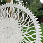 Carved Wooden Wall Art - Large Decorative Mandala Nature Eco Panel Headboard Sculpture 48" inches Round Distressed Shabby Chic White