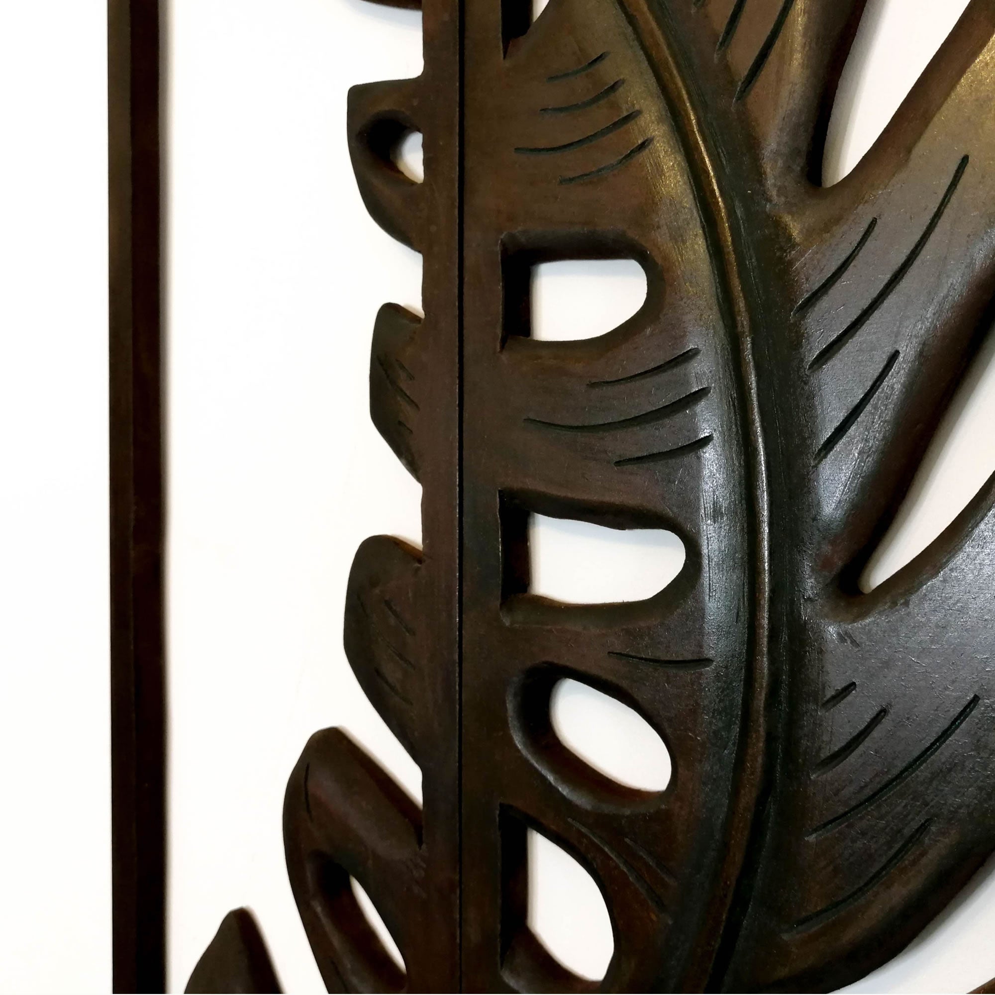 Carved Painted Wooden Wall Art - Large Headboard Decorative Leaf Nature Panel