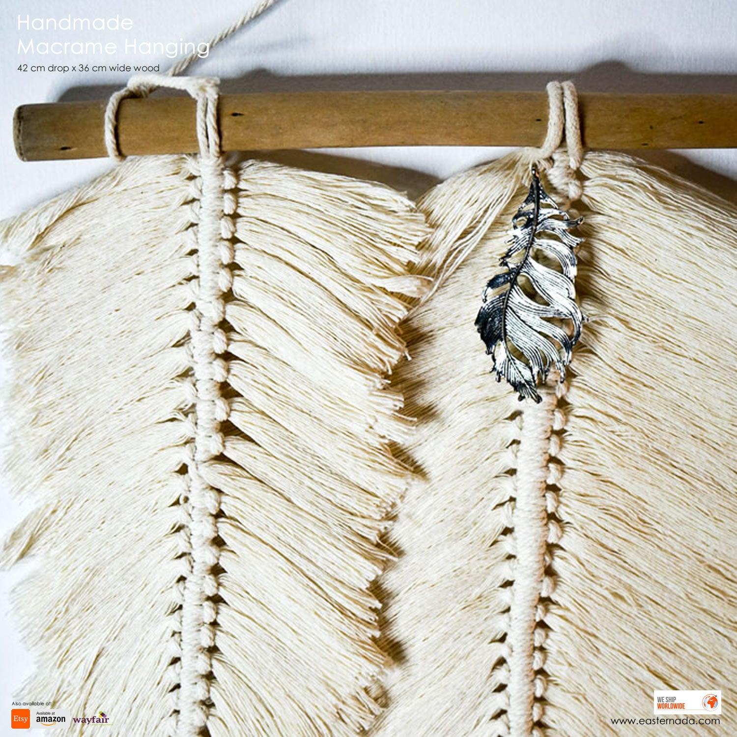 Bohemian Style Feather Handmade Decorative Macrame Wall hanging - Easternada