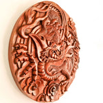 Hand Carved Wooden Wall Art Decorative Sculpture Chinese Dragon - Feng Shui Good Luck Perfect Gift Easternada