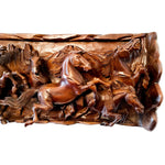 Hand Carved Wild Horses Long Decorative Sculpture Art - Horse Riding Gift
