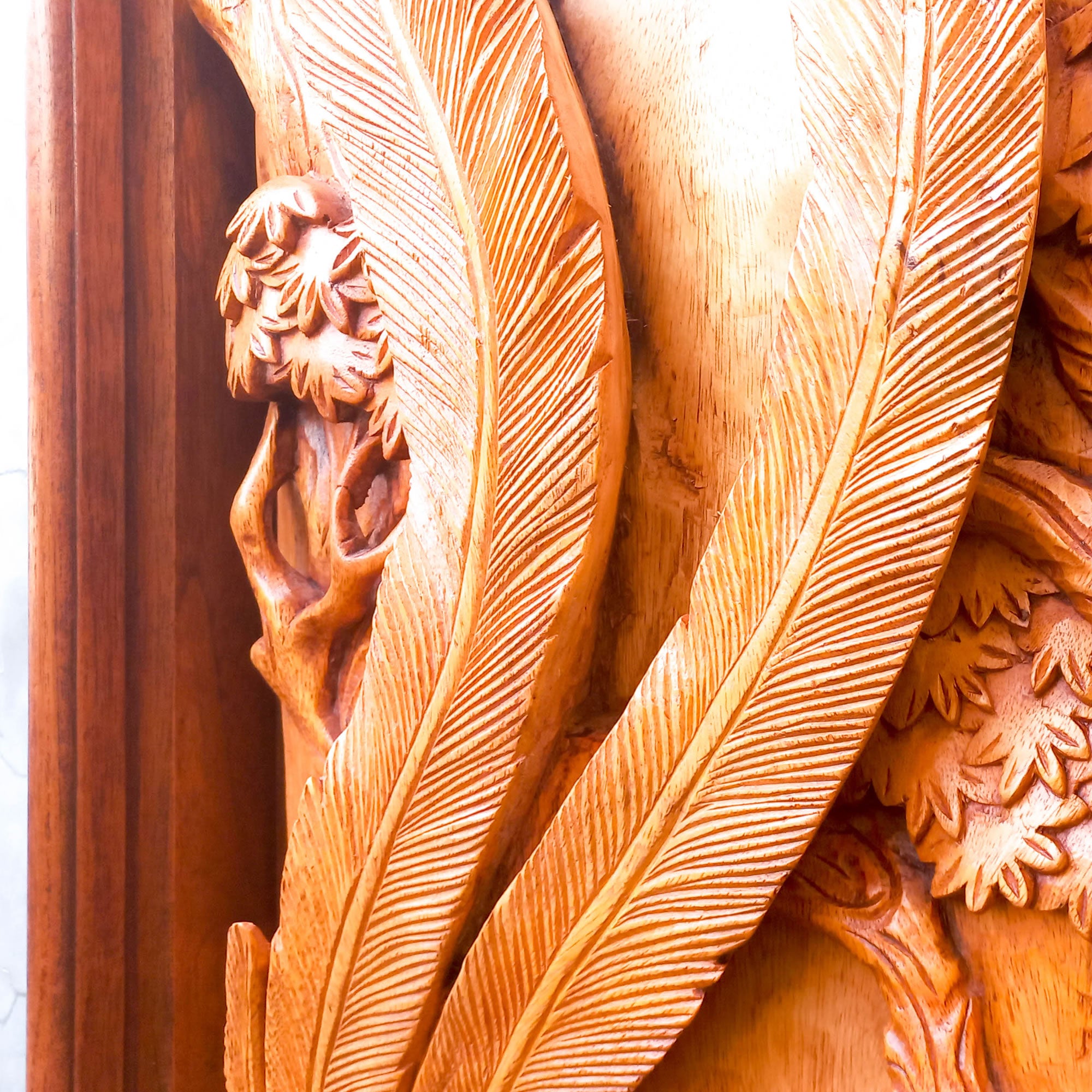 Bird of Paradise Hand Carved Teakwood Decorative Wall Art Sculpture