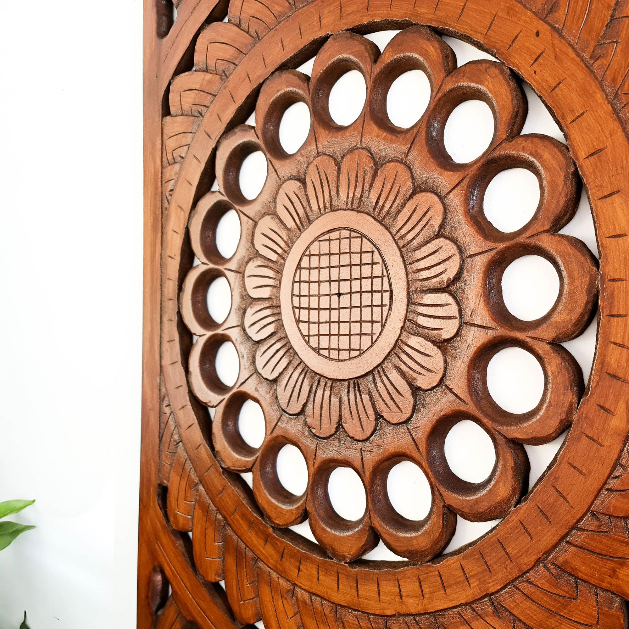 Mandala Art - Handmade Carved Wooden Wall Art Headboard