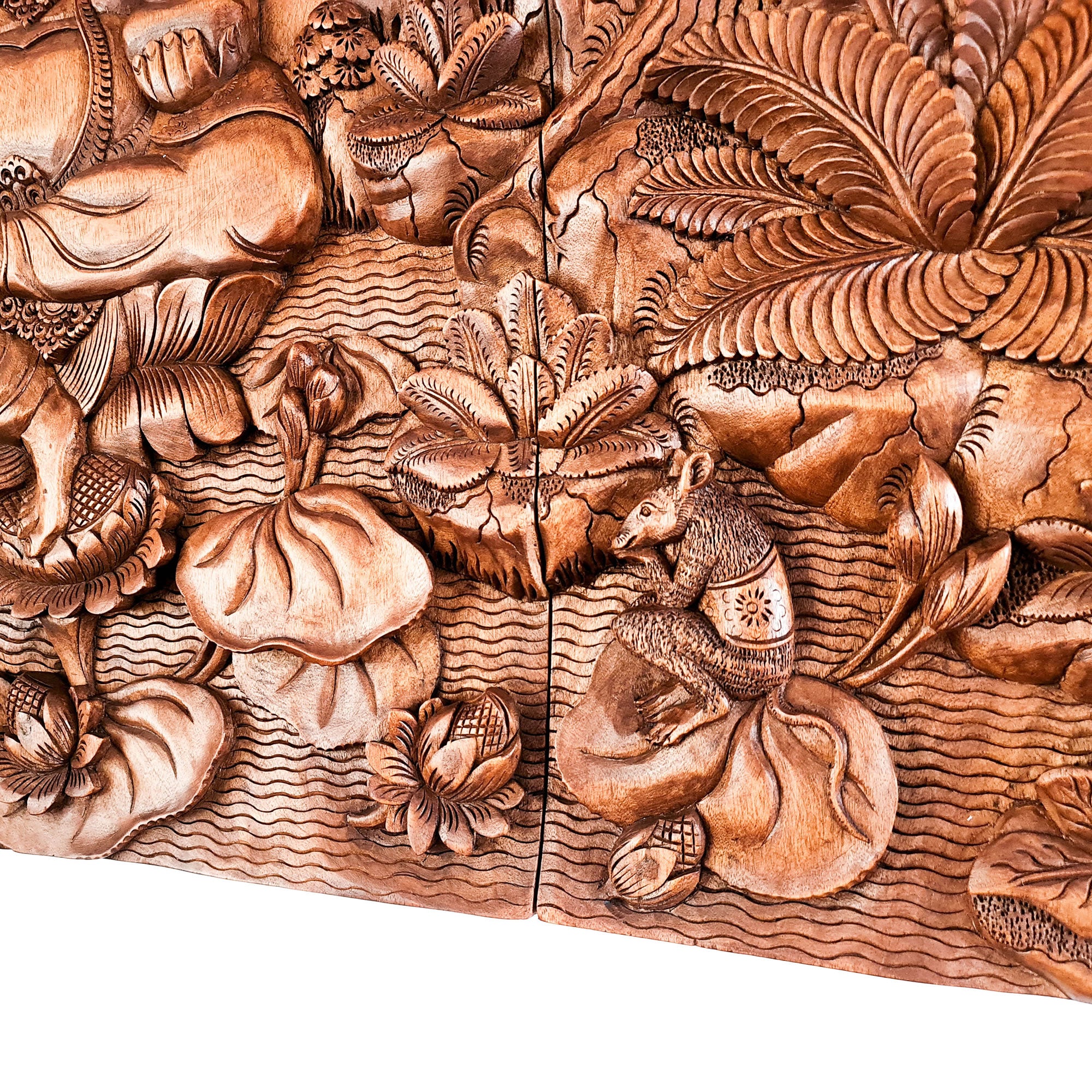 Divine Hindu God Lord Ganesh Hand Carved Wooden Decorative Art Mandir Pooja