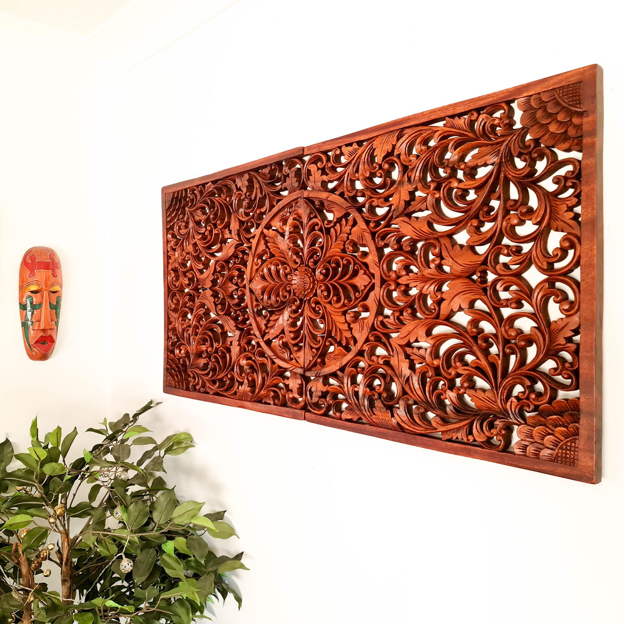 Hand Carved Wooden Wall Art Decoration Headboard Mandala Large. A Stunning addition to your home or be a perfect gift for a loved one. - Easternada
