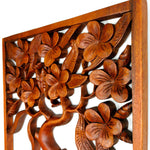 Hand Carved Wooden Decorative Panel Art Sculpture Tree of Hope Life Wealth