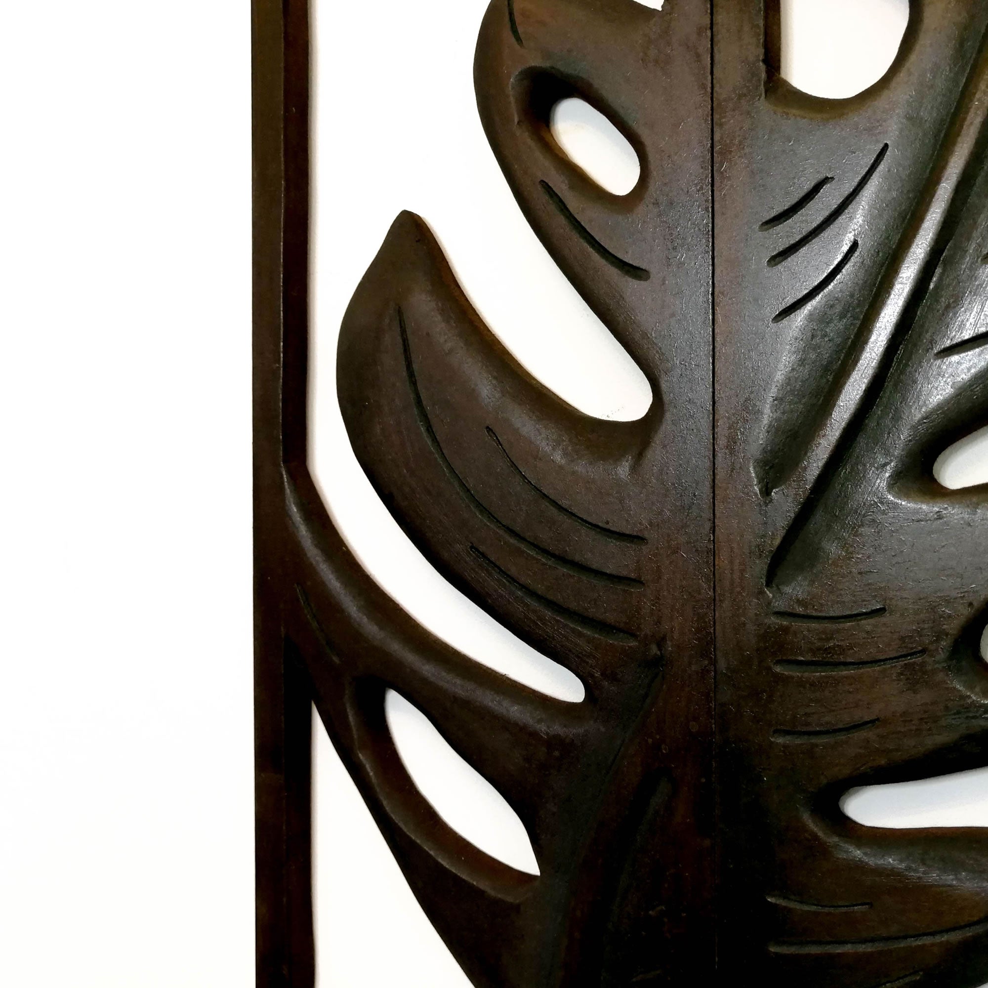 Carved Painted Wooden Wall Art - Large Headboard Decorative Leaf Nature Panel