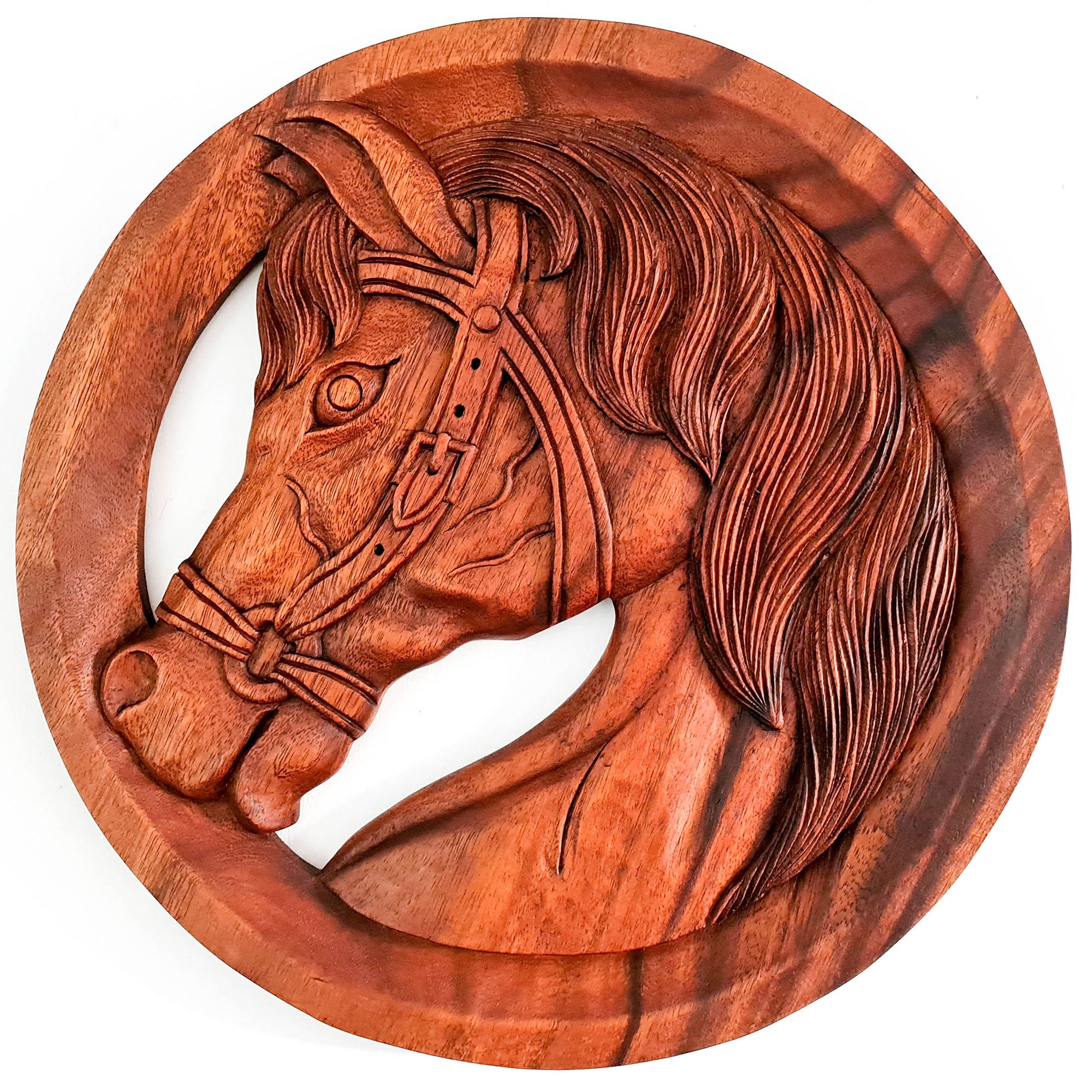 Cadeau de décoration d'équitation d'art mural en bois sculpté à la main
