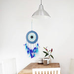 A beautiful Nazar Turkish Evil Eye Handmade Bohemian Macramé Beads Dream Catcher Car Wall Hanging Decoration Art, a perfect gift. A unique piece with subtle colors and beads to give an elegant touch