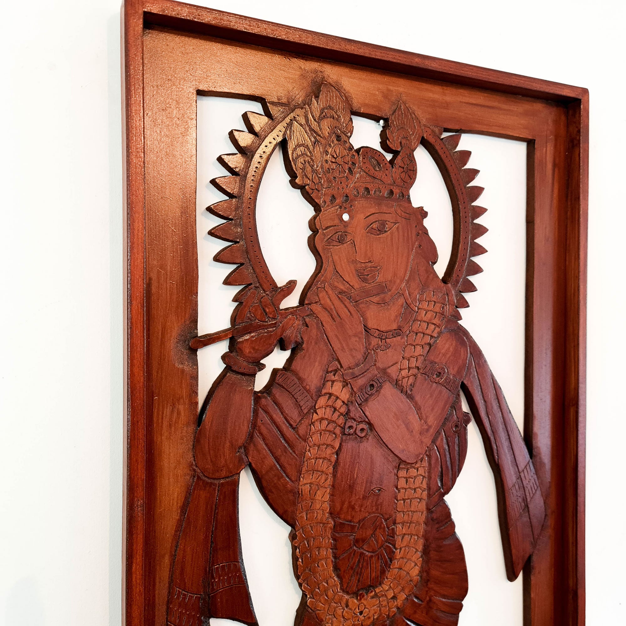 Krishna Hand Carved Wall Art Hindu Mandir Pooja