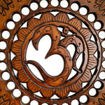Handmade Carved Wooden Decorative Wall Art OM Mantra Mandir Meditation - Easternada