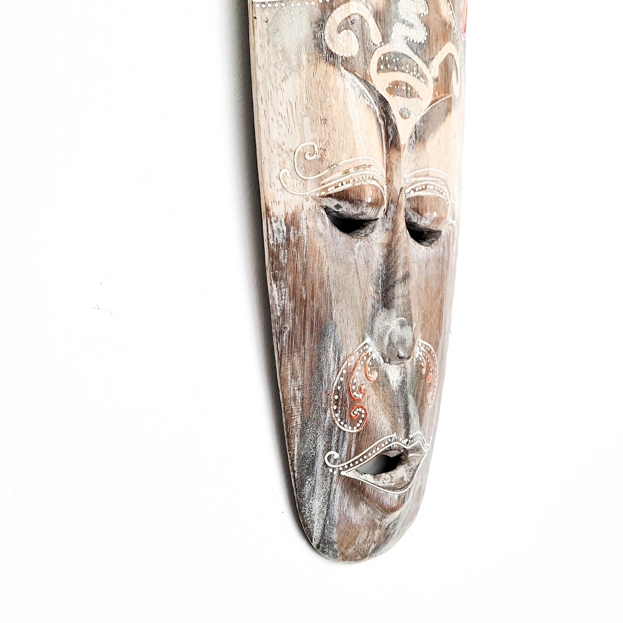 Hawaiian Tiki Mask Wall Hanging - Hand Carved painted wooden Tropical Aboriginal decoration