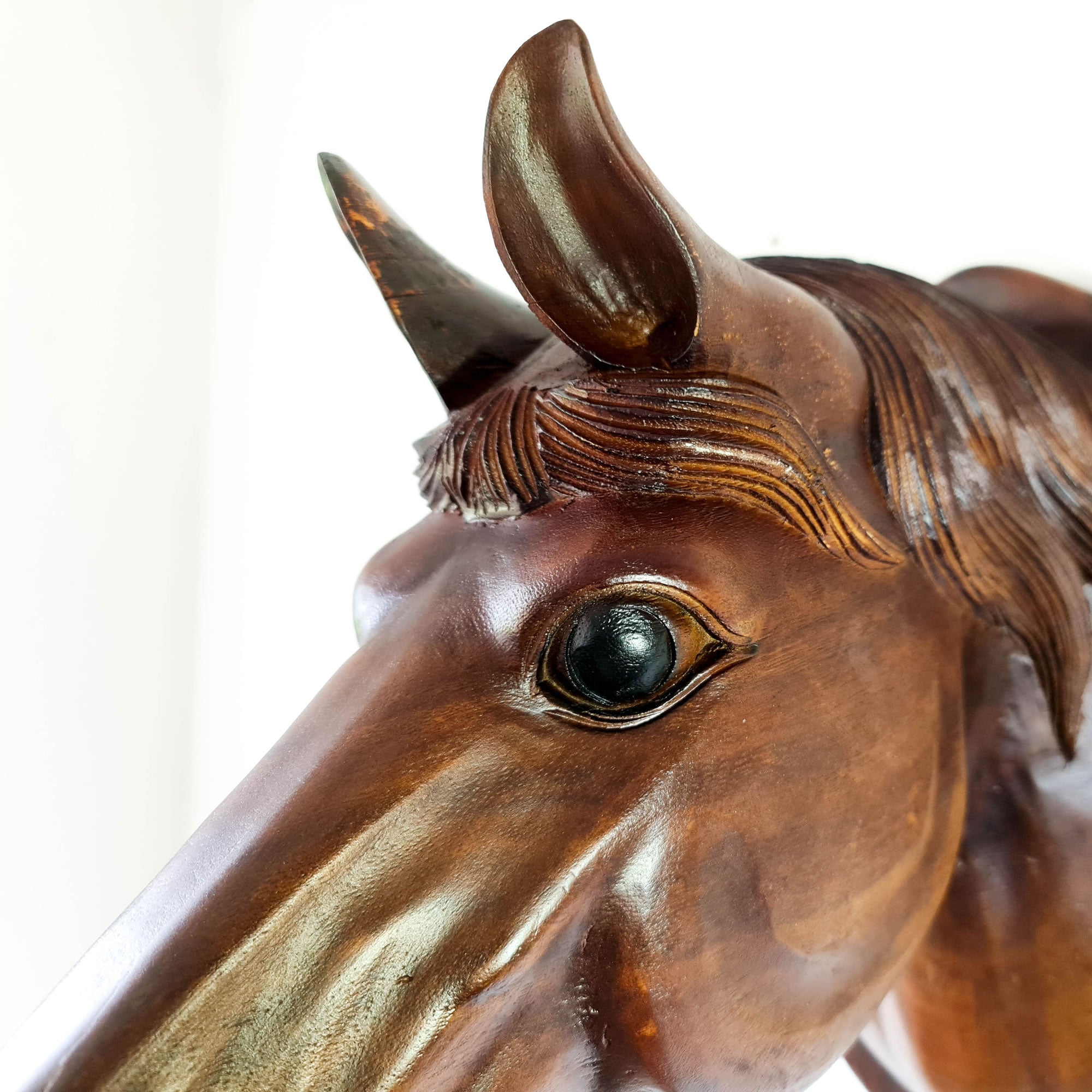 Hand-carved room decoration wooden wall art sculpture | Unique Horses rare antique style hangings and gifts | Bohemian boho carved headboards