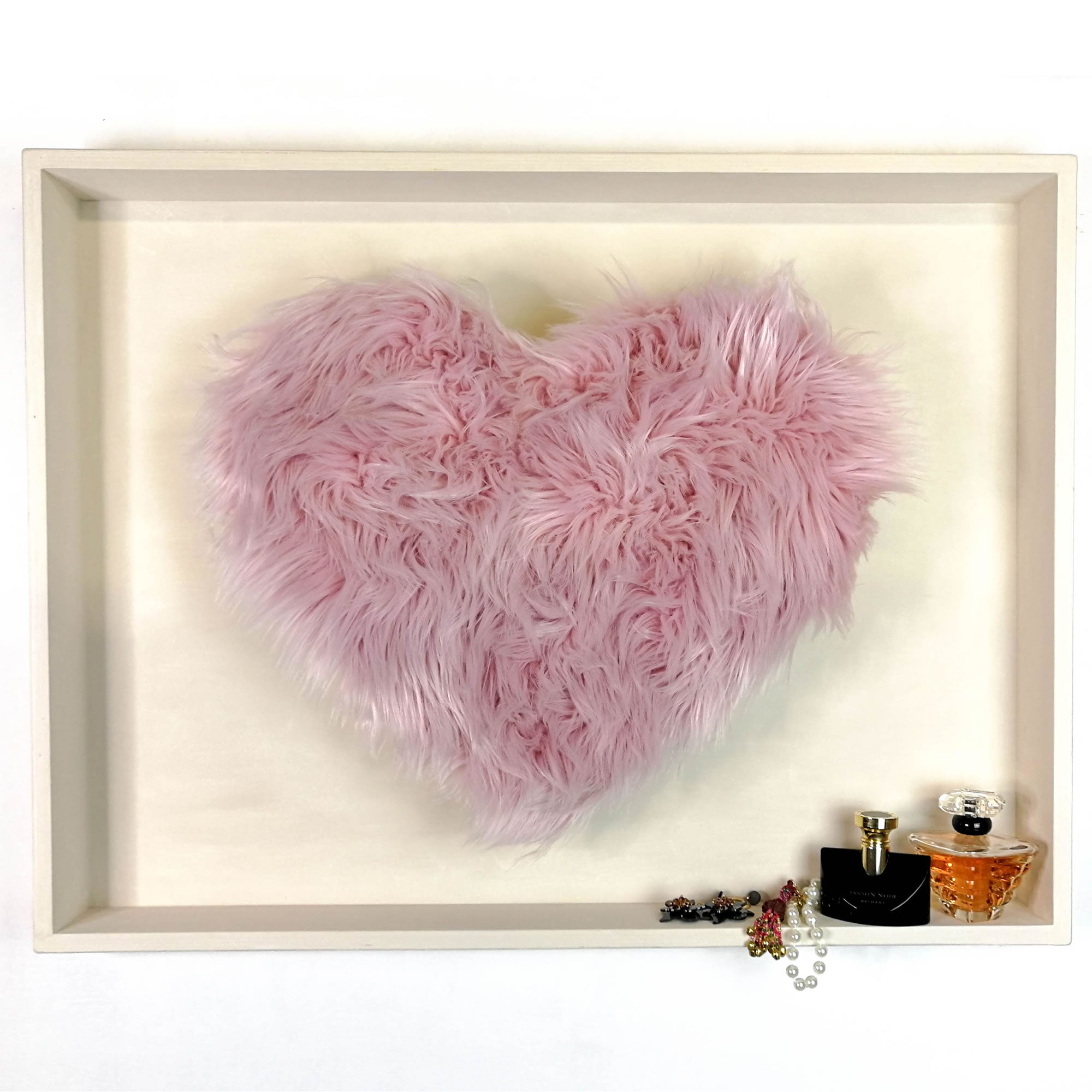 Grande tête de lit décorative d'étagère d'art de mur de coeur d'amour - décor de fourrure de style bohème cadeau de Valentine