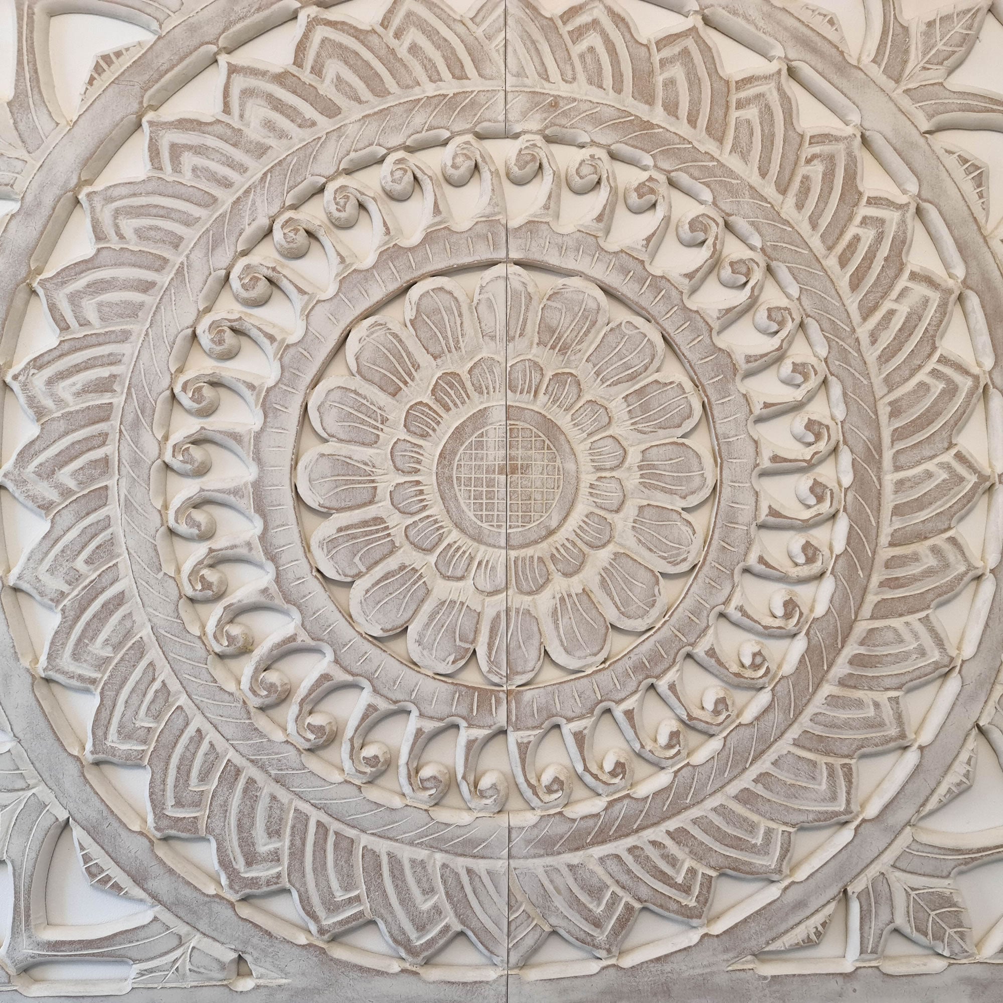 Hand Carved Wooden Wall Art - Large Headboard Decorative Mandala Panel Easternada