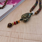 Blessed Buddhist Monk Meditation Beads Wooden Necklace Bohemian - Easternada