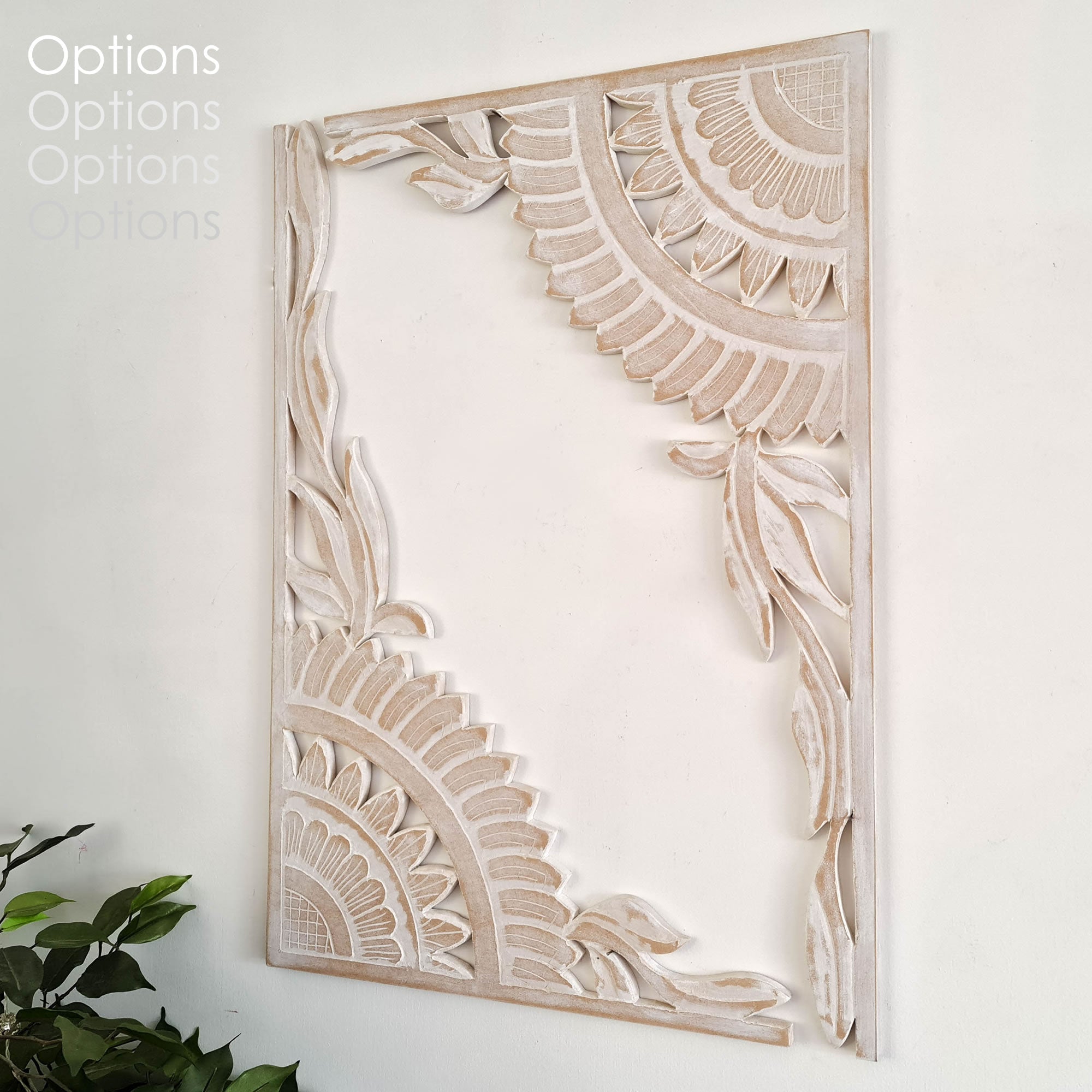 Mandala Art - Handmade Carved Wooden Wall Art Distressed White