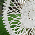 Carved Wooden Wall Art - Large Decorative Mandala Nature Eco Panel Headboard Sculpture 48" inches Round Distressed Shabby Chic White