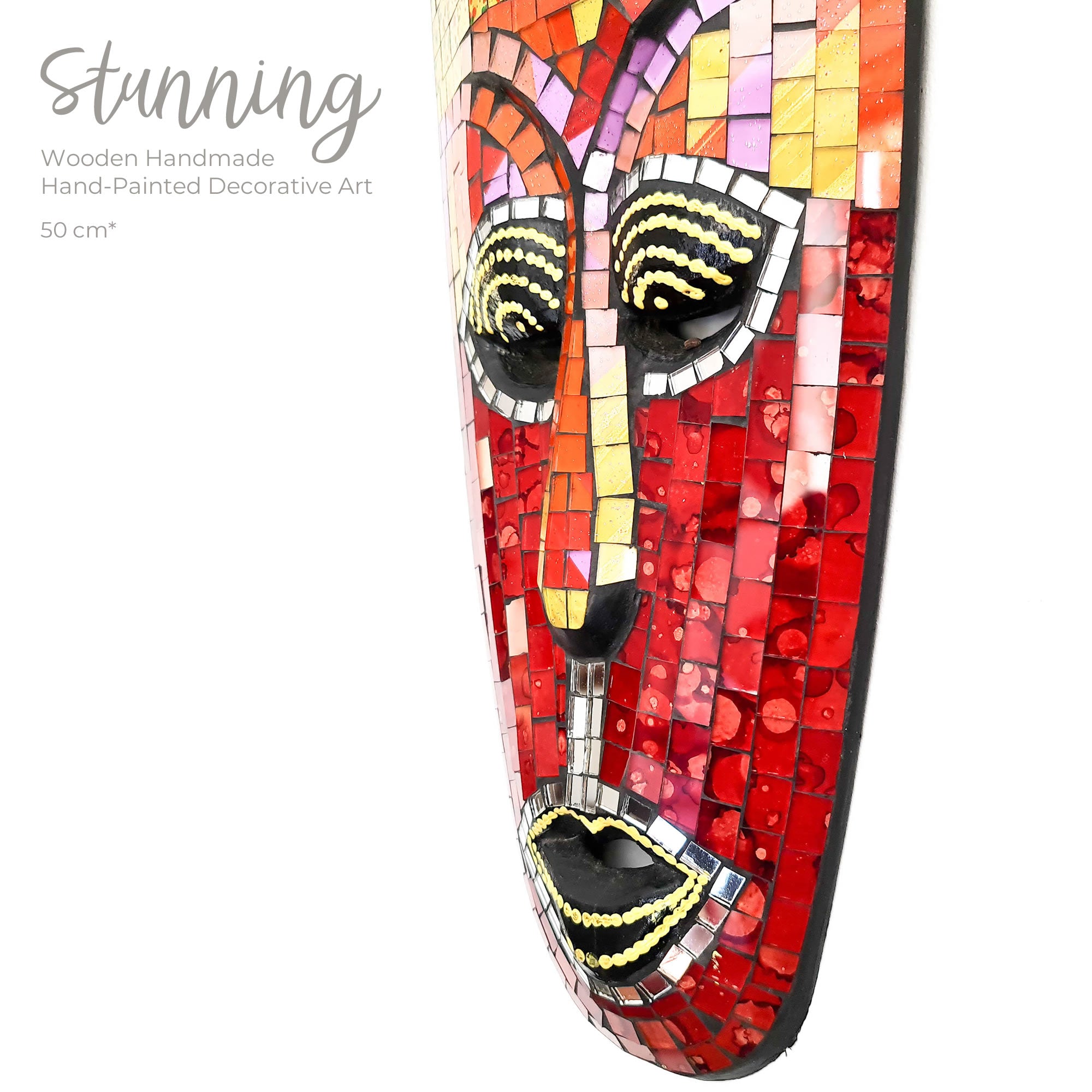 Hawaiian Tiki Mask Wall Hanging - Hand Carved painted wooden Tropical Aboriginal decoration