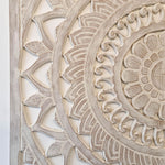 Hand Carved Wooden Wall Art - Large Headboard Decorative Mandala Panel Easternada