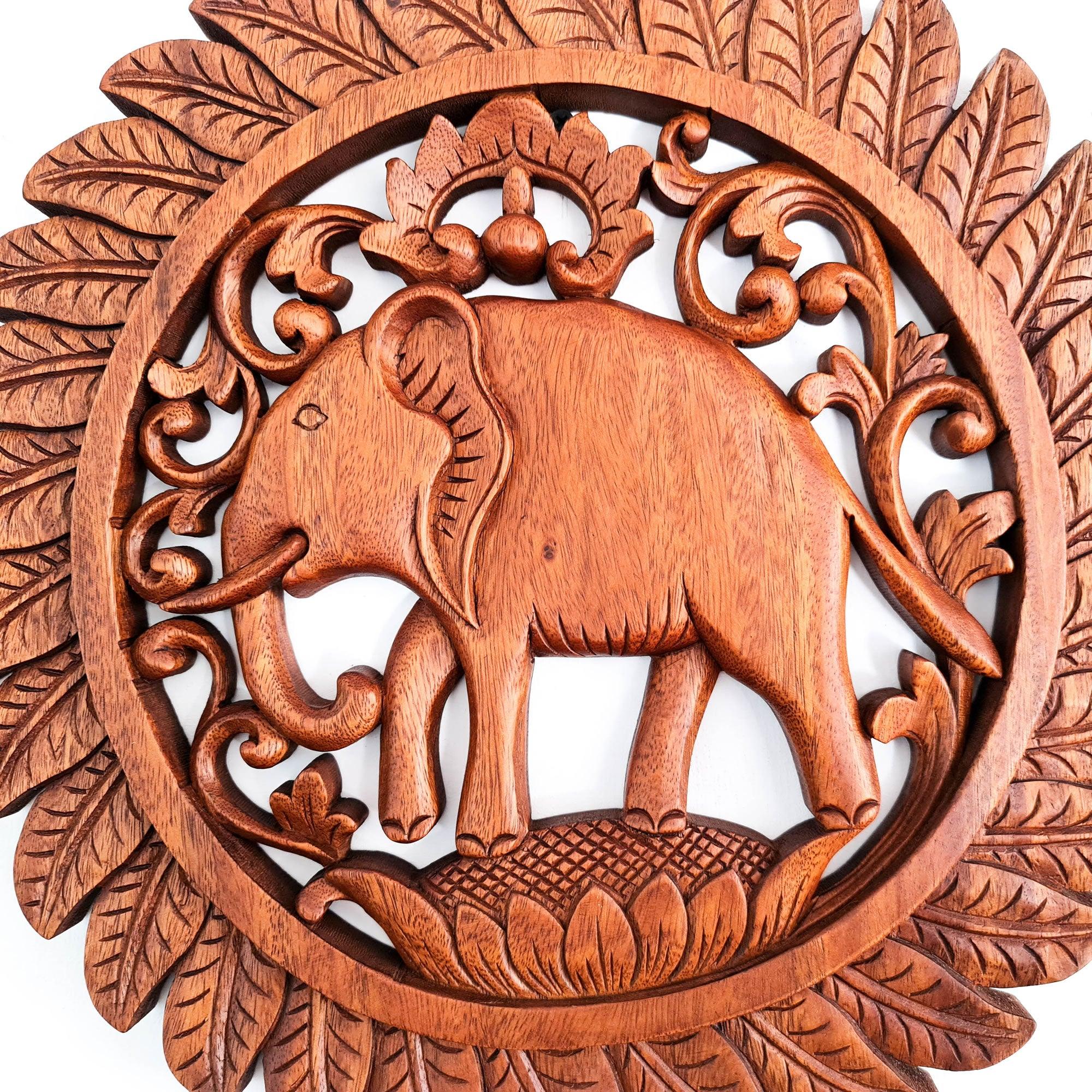 Jungle African Elephant Hand Carved Wooden Wall Art Decoration Panel Sculpture Nature - Easternada A perfect Gift idea