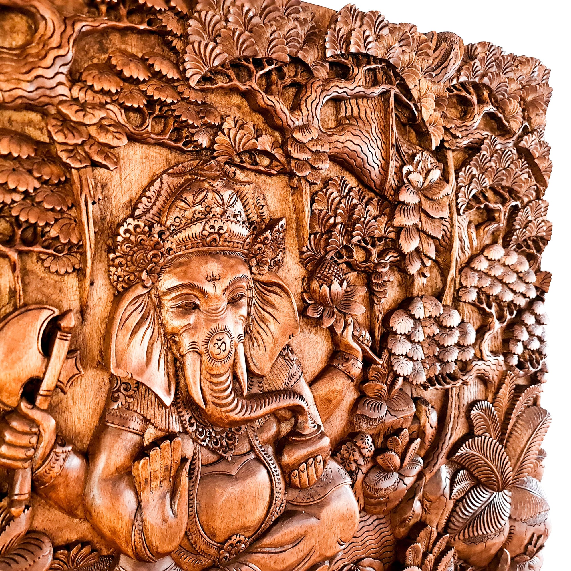 Divine Hindu God Lord Ganesh Hand Carved Wooden Decorative Art Mandir Pooja