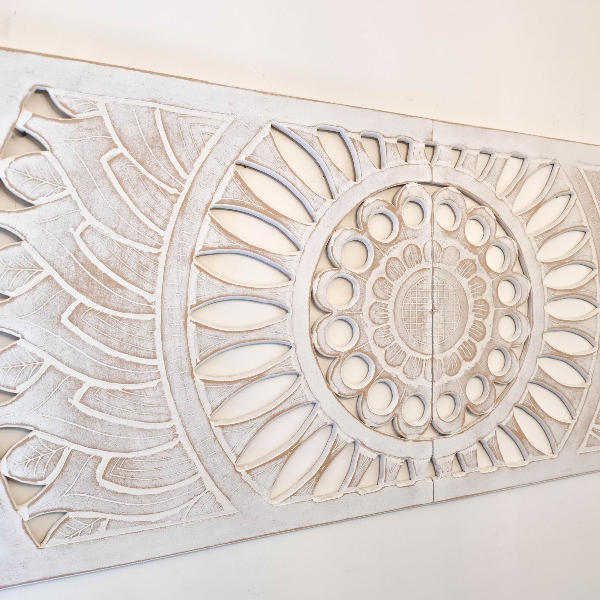 Hand Carved Wooden Wall Art - KING Headboard Decorative Mandala