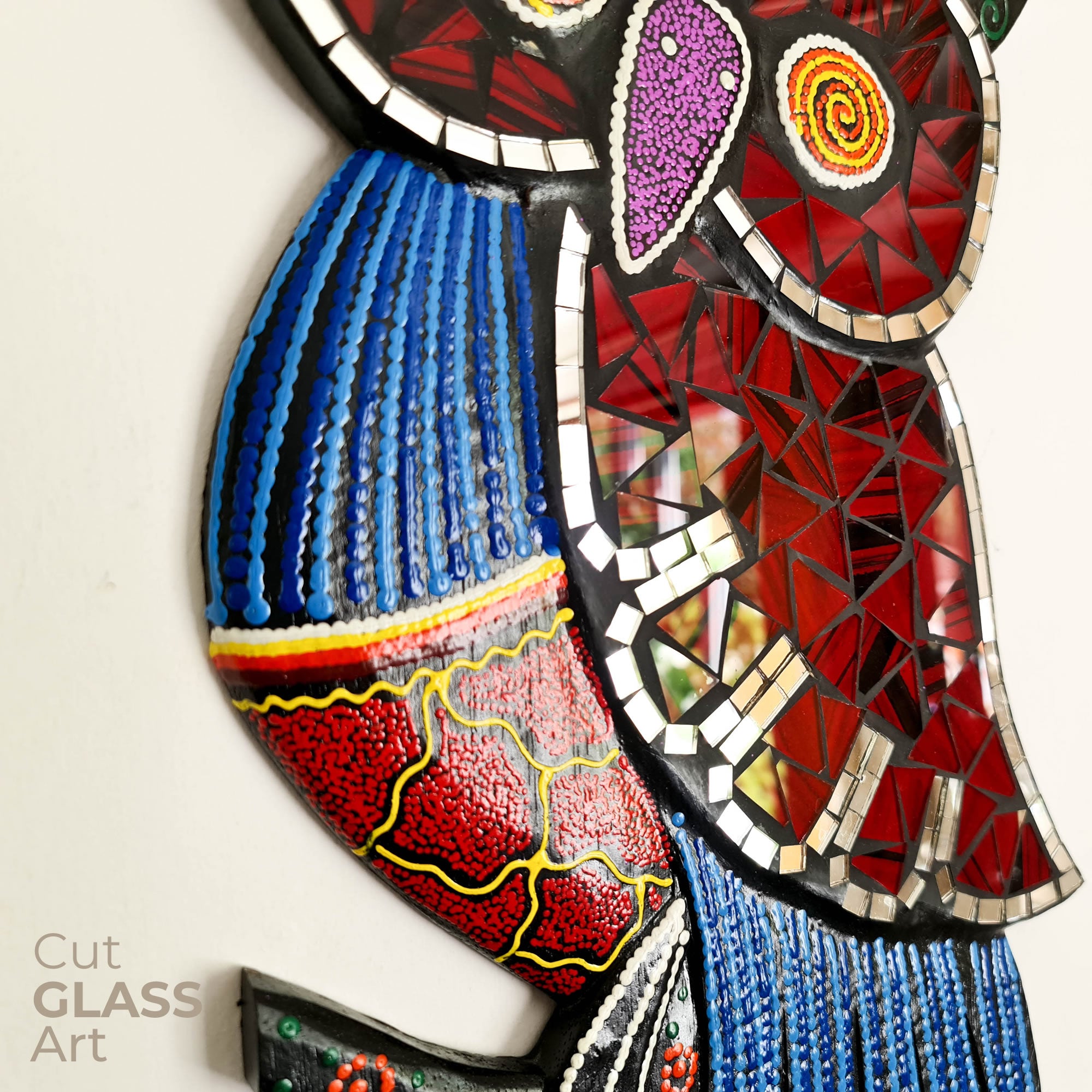 Tropical Wall Hanging - Hand-Carved painted wooden Tropical decoration.