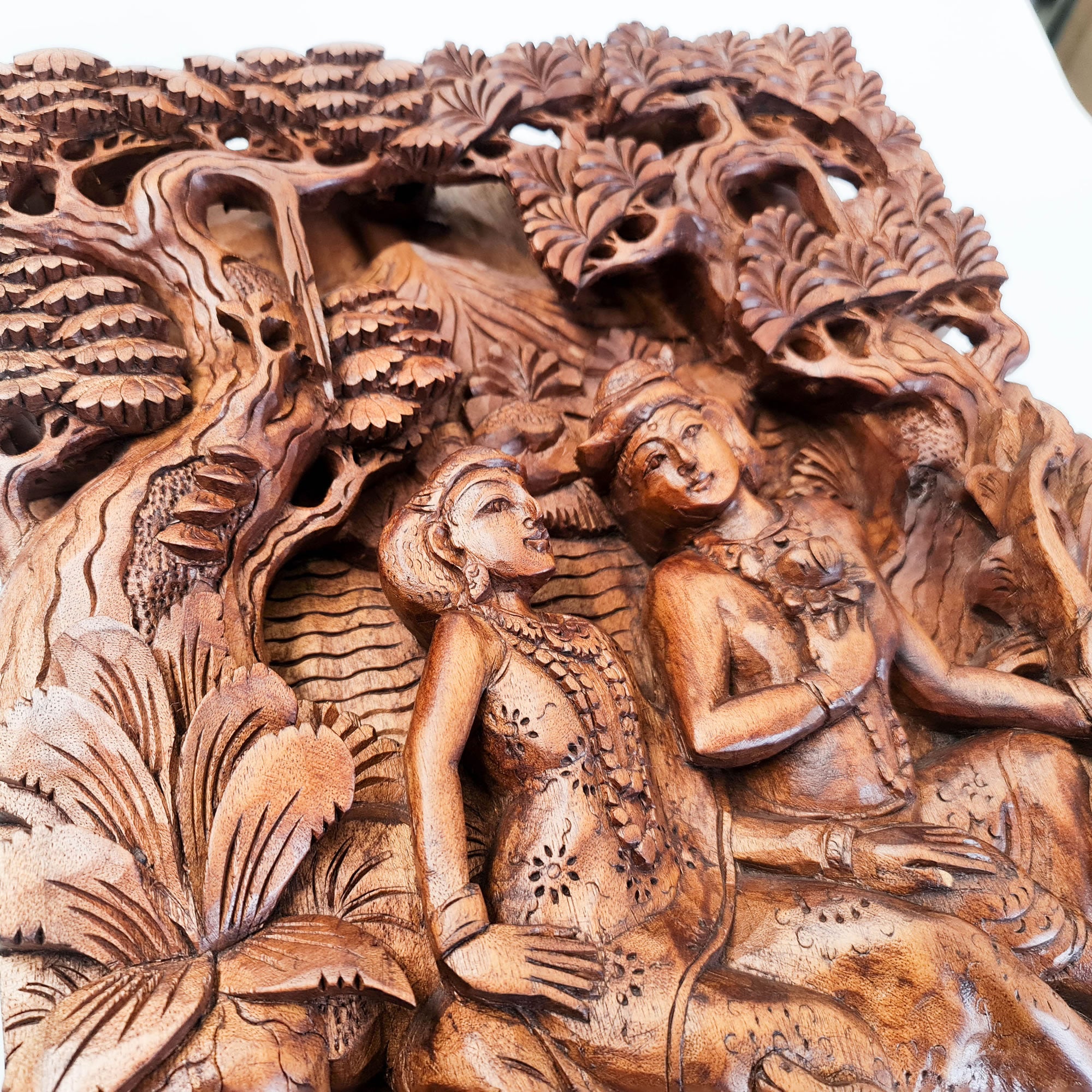Hand Carved Wooden Hindu God - Ram Sita Sculpture Art Mandir