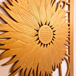 Art Deco Golden Sunflower - Handmade Carved Wooden Wall Art Headboard